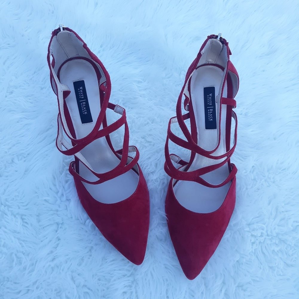 WHBM Gorgeous red suede heels